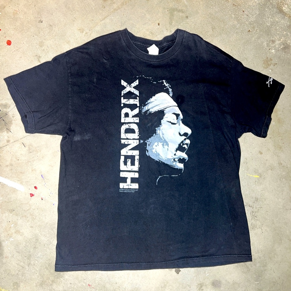Vintage Jimi Hendrix Shirt Men's Large Black Big Graphic Print Band Tee Music